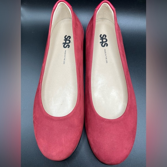 SAS Scenic Suede Comfort Ballet Flats Scarlett Red Leather Womens Size 7 M - Picture 2 of 11